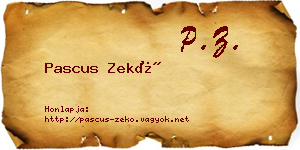 Pascus Zekő névjegykártya